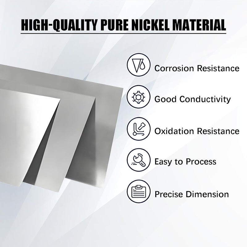 Surprecision Pure Nickel Sheet Pure Nickel Strip 100x100x0.2mm (3.94"x3.94"x0.0079") 99.6% Nickel Plate for Scientific Experiments and Various Industrial/DIY Projects - Image 4